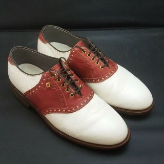 Footjoy Classics Mens Burgundy Saddle Golf Shoes Mens Size 7.  5 D Vintage