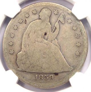 1859 - O Seated Liberty Silver Dollar $1 - Ngc Good Detail - Rare Certified Coin
