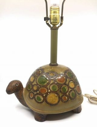 Vintage Mid Century Modern Italian Ceramic Turtle Table Lamp