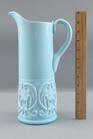 Antique Victorian Period French Opaline Blue Art Glass Lemonade Pitcher,  Nr
