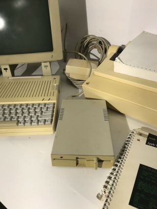 Vintage Apple IIc With Monitor,  Dot Matrix Printer,  Floppy Drive,  Cables,  & MORE 2