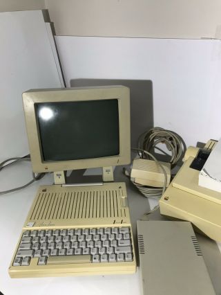 Vintage Apple IIc With Monitor,  Dot Matrix Printer,  Floppy Drive,  Cables,  & MORE 3