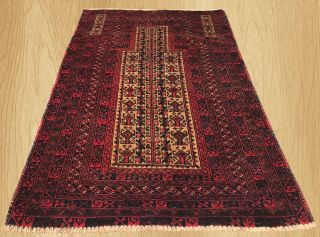 Authentic Hand Knotted Vintage Afghan Zakani Balouch Prayer Wool Area Rug 4 X 3