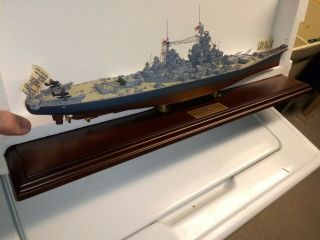 Franklin U.  S.  S.  Missouri Battleship Bb - 63 On Wood Stand Model Rare Us