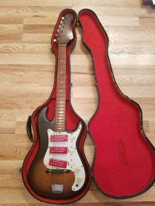 Vintage Teisco Electric Guitar Rare Model Big Red