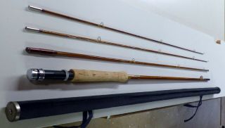 Vintage Montague Rapidan Bamboo Fly Rod 9 Ft (nominal) 3 Piece Plus Spare Tip