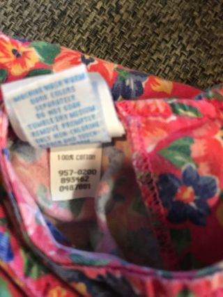 Vintage OshKosh USA Pink Purple Yellow Floral Soft Cotton Jumper Dress Girl 24m 4