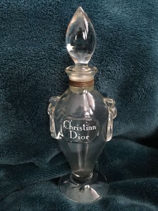 Vintage Christian Dior Baccarat Style Perfume Bottle 1950s,  Empty,  5 1/2 " Tall