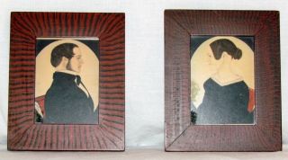 Vintage Alison Shriver Scherenschnitte Framed Man & Woman Silhouette Artwork Set