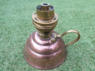 Benson Copper And Brass Paraffin Oil Lamp With Looped Brass Handle - Vintage