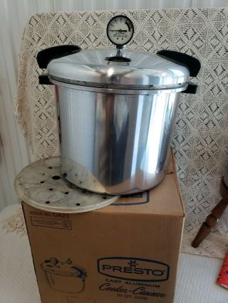 Vintage Presto Pressure Cooker Canner 21 Quart Ca21 Polished W Box