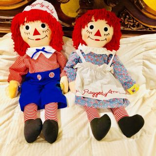 Huge Vintage Applause Sweet Raggedy Ann And Andy Dolls 36 " I Love You On Chest