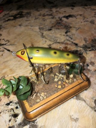 Vintage Heddon 210 Surface Minnow Frog Spot Glass Eyes Fishing Lure Bass Bait