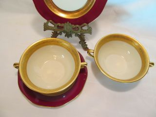 Zucker & Lichtmann Karlsbad Czechoslovakia Rare Gold Encrusted Cream Soup Bowls 7