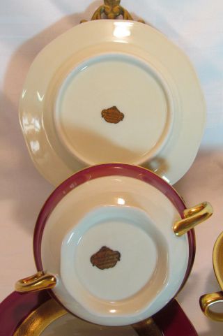 Zucker & Lichtmann Karlsbad Czechoslovakia Rare Gold Encrusted Cream Soup Bowls 9