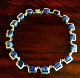 Vintage Sterling Silver & Sodalite Necklace Signed By Tilo Mexico Taxco 94g