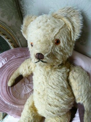 Large 26 " Antique Mohair Jointed Teddy Bear Vintage Well Loved Needs Tlc Repair