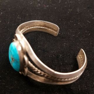 Large Handmade Vintage Navajo Sterling Silver Turquoise Cuff Bracelet 2