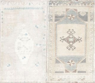 Set Of 2 Muted Oushak Turkish Oriental Hand - Knotted 2 