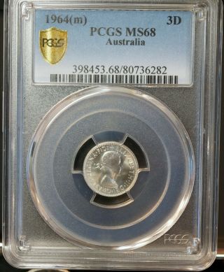 Australia 1964 Threepence Ms68 Top Population 17/0 At Pcgs Rare Silver Coin