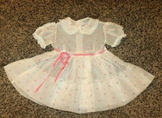 Vintage Baby Toddler Girls White Pink Sheer Nylon 50s Party Dress Fairyland