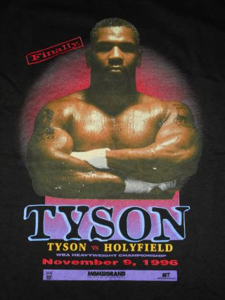 Vtg 1997 Mike Tyson Vs Holyfield Boxing T - Shirt Mgm Grand Finally 90s Usa Lg