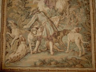 Antique French Aubusson Style Chateau Wall Hanging Tapestry Hunting196cm X 127cm