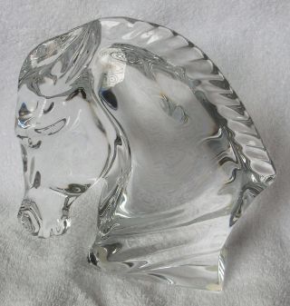 Rare Baccarat Crystal France Horse Head Bust Sculpture Signed Tauni De Lesseps