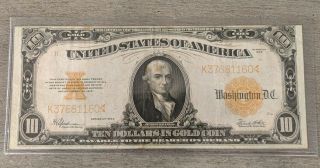 1922 $10 Gold Certificate Rare Note Us Paper Money -