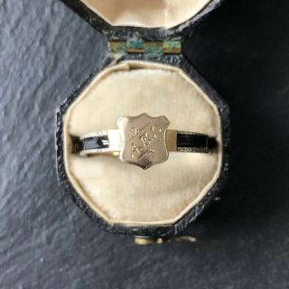 Antique Victorian Gold & Black Enamel Mourning Band Ring