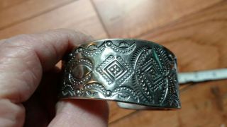Early Vintage NAVAJO Silver Stamped Wide Cuff Bracelet 11