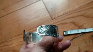 Early Vintage NAVAJO Silver Stamped Wide Cuff Bracelet 12