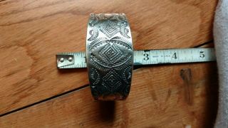 Early Vintage NAVAJO Silver Stamped Wide Cuff Bracelet 7