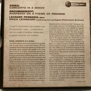 Vintage Grieg Rachmaninoff Pennario Leinsdorf 2 Track Reel to Reel Stereo Tape 6
