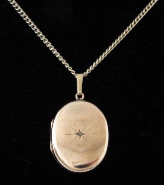 1890s Antique / Victorian Rose Gold Filled Oval Locket Pendant W/ Chain