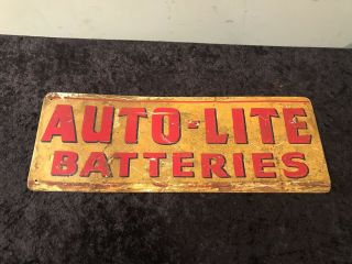 Vintage Auto - Lite Batteries Masonite Advertising Sign 19”x7”