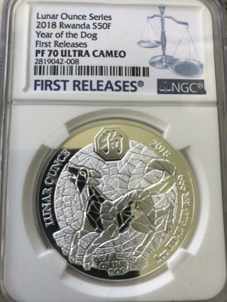 2018 Rwanda Lunar Year Of The Dog Silver Proof Ngc Pf70 First Releases Rare