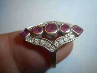 14k White Gold 1ctw Natural Ruby & Natural 1/2ctw Diamond Vintage Ring Size 6