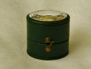Vintage Leatherette Ring Box W/ Edinburgh Sterling Silver Top Nr