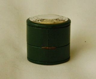 Vintage Leatherette Ring Box w/ Edinburgh Sterling Silver Top NR 3