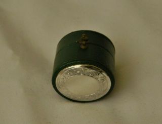 Vintage Leatherette Ring Box w/ Edinburgh Sterling Silver Top NR 4
