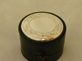 Vintage Leatherette Ring Box w/ Edinburgh Sterling Silver Top NR 5