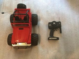 Vintage Tamiya Qd Quick Drive Red Jeep Rc With Remote