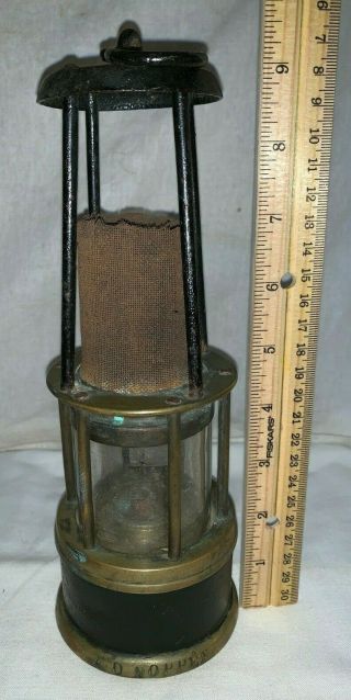 Antique Brass & Cast Iron Mining Miners Lamp Lantern Vintage Lighting A D Noppen