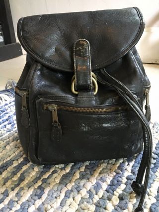 Vintage Frye Backpack Convertable Straps Black Leather Purse Bag Mini Adjustable