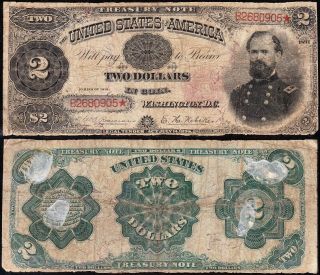 Affordable Rare 1891 $2 " Mcpherson " Treasury Note B2680905