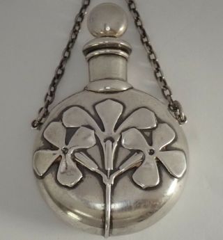 ANTIQUE ENGLISH ARTS & CRAFTS STERLING SILVER SCENT PERFUME BOTTLE PENDANT 10