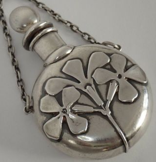 ANTIQUE ENGLISH ARTS & CRAFTS STERLING SILVER SCENT PERFUME BOTTLE PENDANT 11