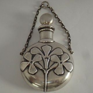 ANTIQUE ENGLISH ARTS & CRAFTS STERLING SILVER SCENT PERFUME BOTTLE PENDANT 2