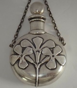 ANTIQUE ENGLISH ARTS & CRAFTS STERLING SILVER SCENT PERFUME BOTTLE PENDANT 4